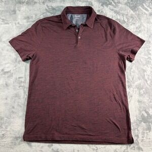 Banana Republic Mens Burgundy Marled Textured Polo Shirt Short Sleeve XL